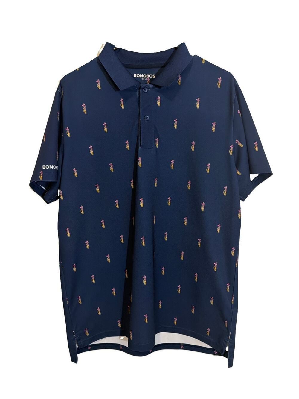 BONOBOS Mens Polo Shirt Golf Performance Stretch Golf Clubs Slim Fit Size Large